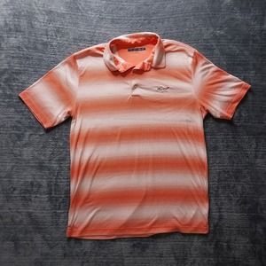 Greg Norman Polo Shirt Size Large Short Sleeve Casual Orange Fish